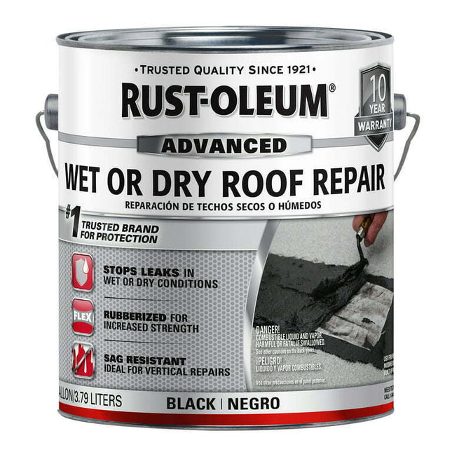 Black, Rust-Oleum Advanced Wet or Dry Roof Repair, Gallon
