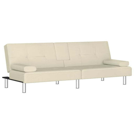 vidaXL Sofa Bed with Cup Holders Black Faux Leather