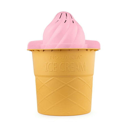 Nostalgia 4-Quart Swirl Cone Ice Cream Maker, Strawberry Red