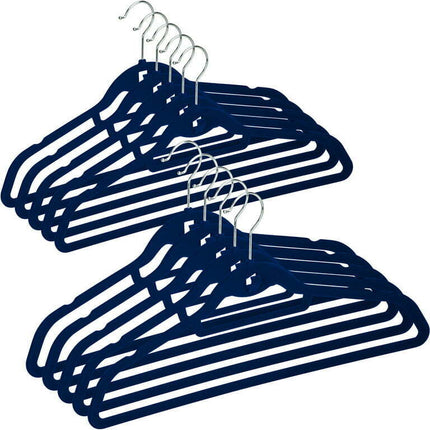 DecorRack Non Slip Velvet Clothing Hangers, 10 Pack, Navy Blue