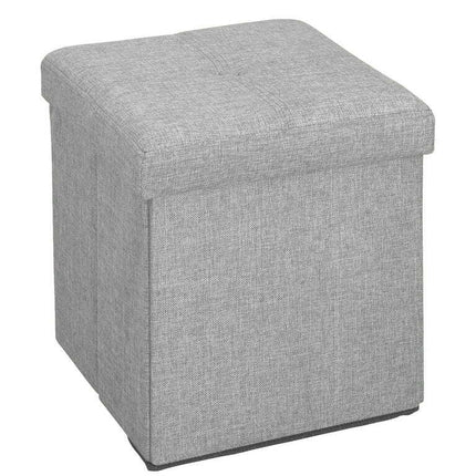 Simplify Faux Linen Folding Storage Ottoman Cube, Gray