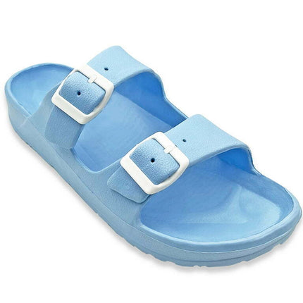 LAVRA Women Double Buckle Sandals EVA Adjustable Rubber Slides
