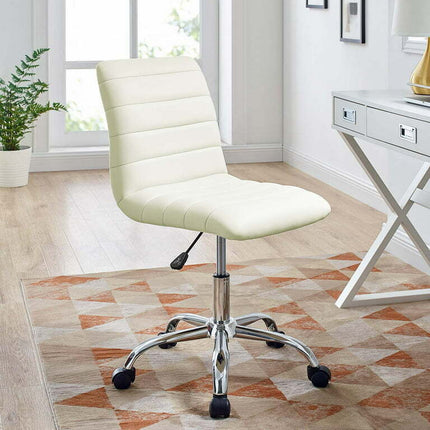 Modway Prim Armless Mid Back Office Chair in White