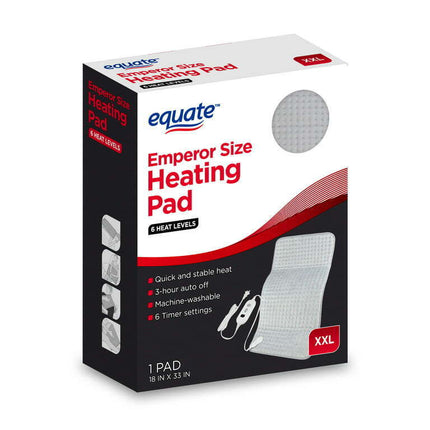 Equate XXL Electric Heating Pad, 6 Heat Settings with Auto Shut Off, 18 x 33 in