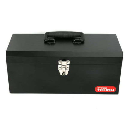 Hyper Tough 16-Inch Metal Tool Box with Removable Tool Tray, Black