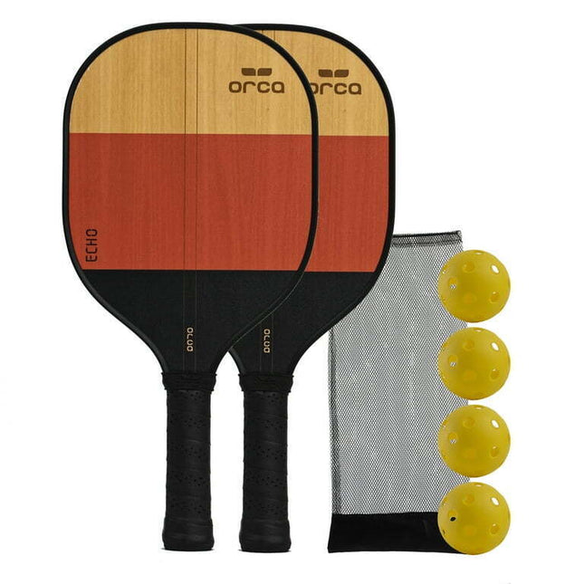 ORCA Echo Wood Pickleball Paddle Deluxe Combo Set, 10.2 inch x 7.6 inch