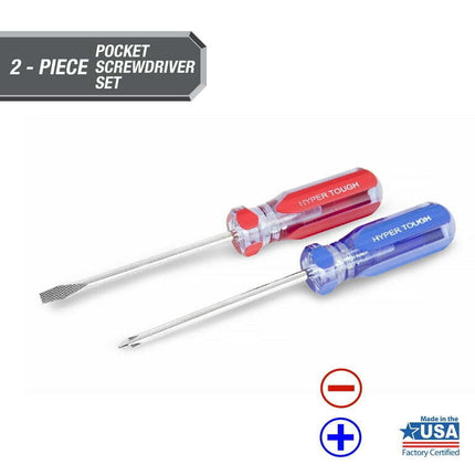 Hyper Tough 2-Piece Acetate Handle Pocket Screwdriver Set