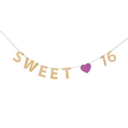 Sweet 16 Glitter Banner - Party Decor - 1 Piece