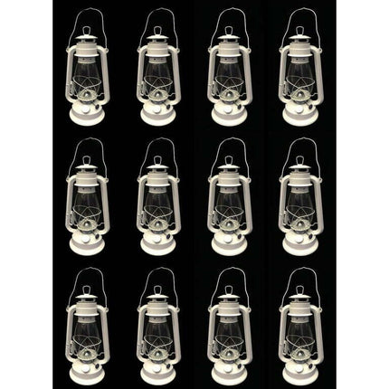 Lot of 12 - 12 Inch White Hurricane Kerosene Lantern Light Table Decorative Lamp