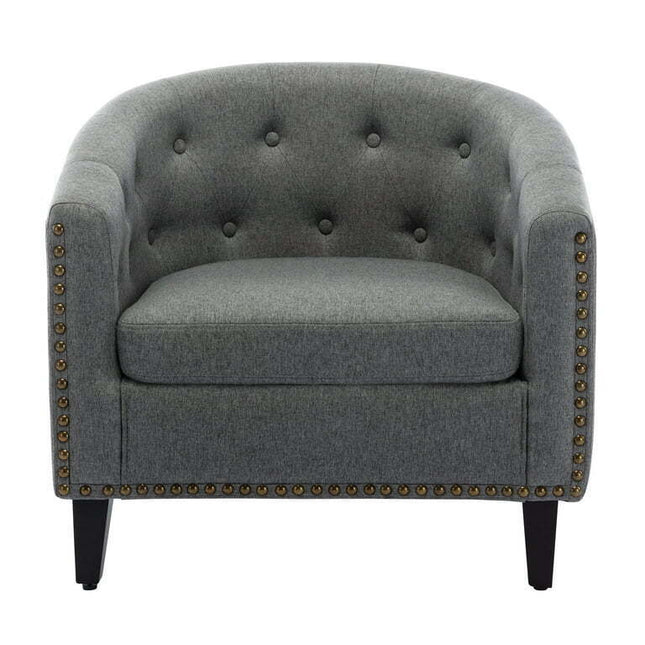 linen Fabric Tufted Barrel ChairTub Chair for Living Room Bedroom Club Chairs