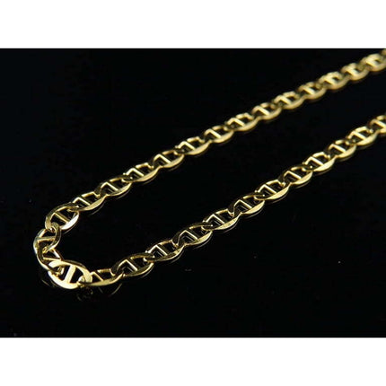 Men's 10K Solid Yellow Gold 2.5MM Flat Mariner Link Style Chain 16-24 Inches