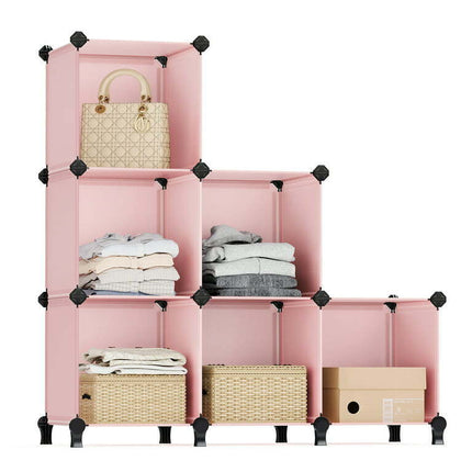 SONGMICS DIY 6 Cube Storage Organizer Cube Bookshelf Pink