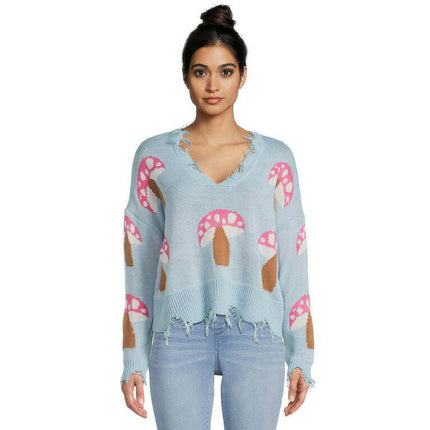 Just Polly Juniors Frayed Hem Skimmer Sweater, Midweight