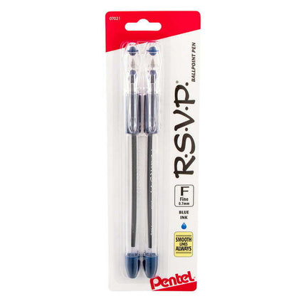 RSVP Ballpoint Pen, (0.7mm) Fine Line, Blue Ink 2-Pk