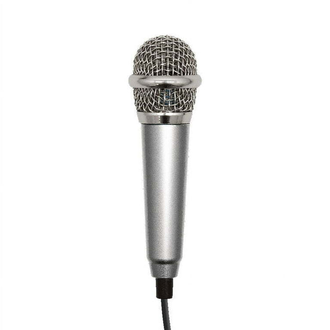 Selfie Stick Portable Mini Condenser Microphone With 3.5mm Aux Connector, Silver
