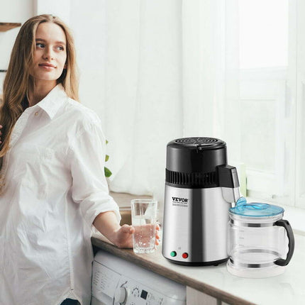 BENTISM 4L Water Distiller Purifier Machine Countertop Stainless Steel Interior