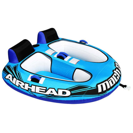 Airhead Mach 2 Two-Person Towable Boat Tube Float, Heavy-Duty Nylon, Blue
