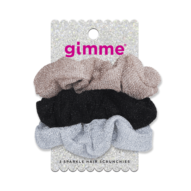 Gimme Glitter Scrunchie Hair Ties, Assorted Multi-Color, 3 Ct