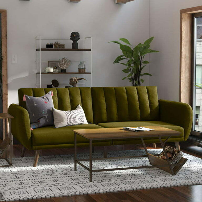 Novogratz Brittany Futon, Green Linen