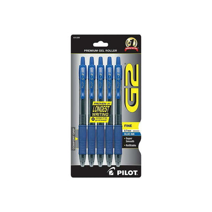 Pilot G2 Retractable Gel Pens, Fine Point (0.7 mm), Blue Ink, 5 Count 588909355