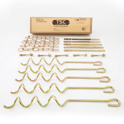 TSC 5pc Corkscrew Anchor Kit for Swingsets, Trampolines and Patio Sets