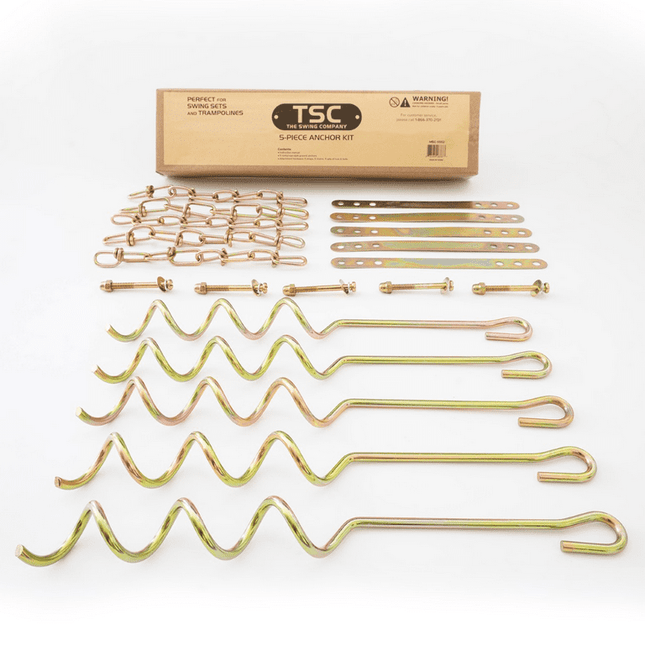 TSC 5pc Corkscrew Anchor Kit for Swingsets, Trampolines and Patio Sets