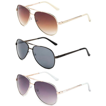3 Pack Metal Frame Aviator Sunglasses for Men for Women, Gunmetal, Cream & White