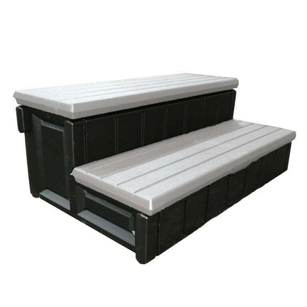 Leisure Accents 36" Deck Patio Spa Hot Tub Storage Compartment Steps, Grey/Black