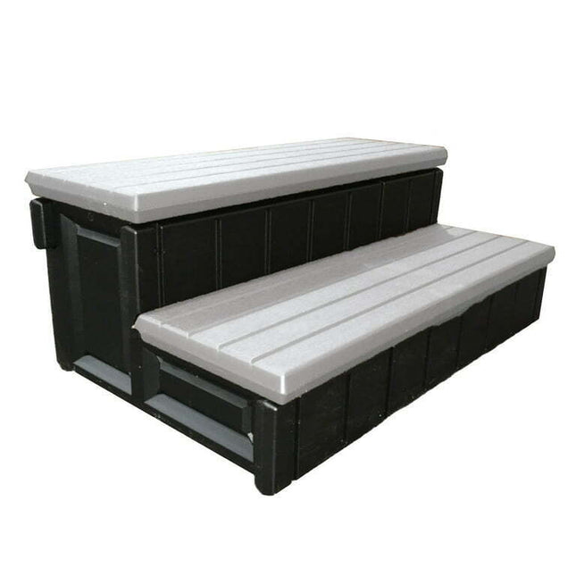 Leisure Accents 36" Deck Patio Spa Hot Tub Storage Compartment Steps, Grey/Black