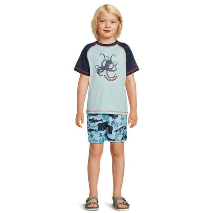 Laguna Boys Sea Creatures Short Sleeve Rashguard Swim Set, Sizes 4-7
