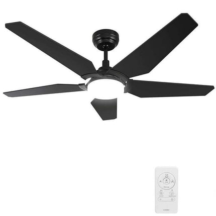 52" 5-Blade Black Smart Ceiling Fan with Remote & 10-speed Reversible Motor