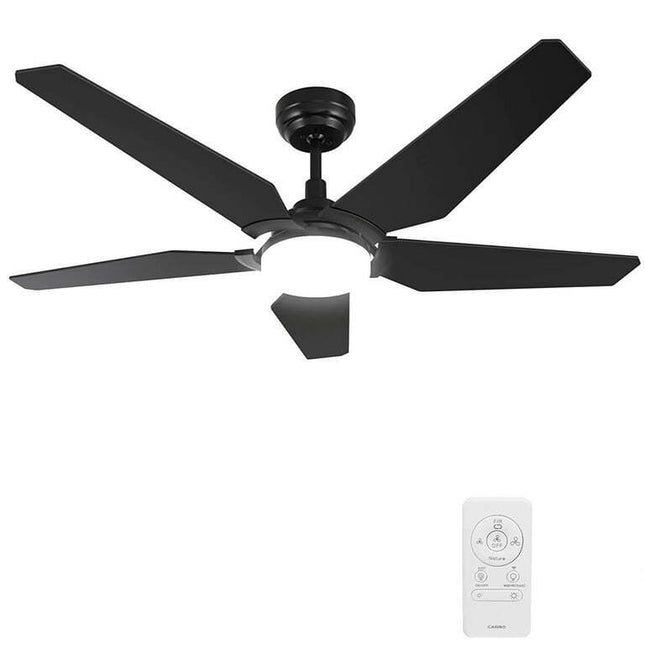 52" 5-Blade Black Smart Ceiling Fan with Remote & 10-speed Reversible Motor