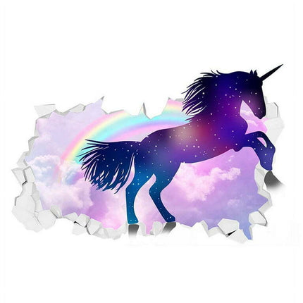 Girls Kids Room Bedroom Beautiful Unicorns 3D Animal Art Wall Stickers Decor