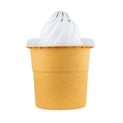 Nostalgia 4-Quart Swirl Cone Ice Cream Maker, Vanilla White