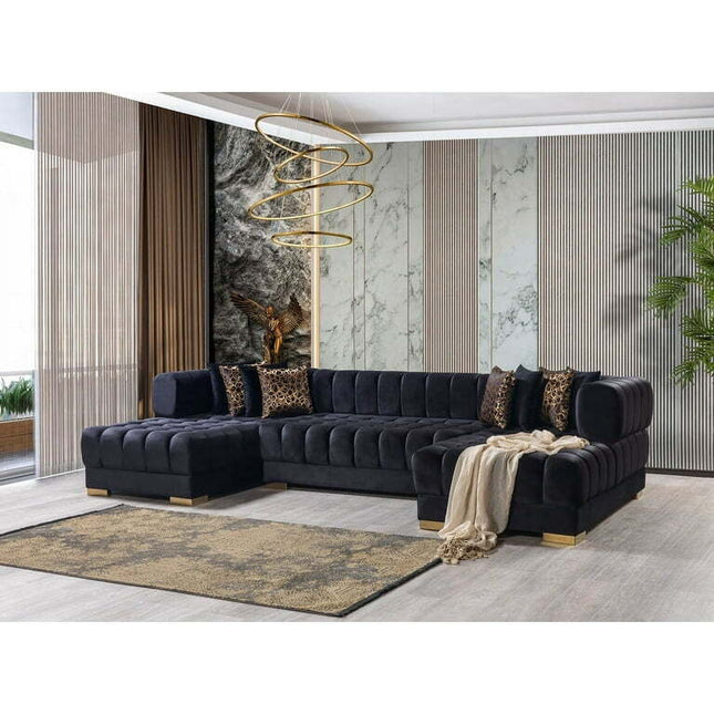 Ariana Black Velvet Double Chaise Sectional