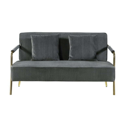 Resenkos Modern Velvet Fabric Sofa Upholstered Loveseat Couch, Gray