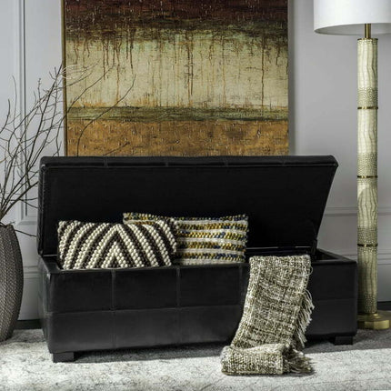 SAFAVIEH Maiden Tufted Storage Bench Large Black
