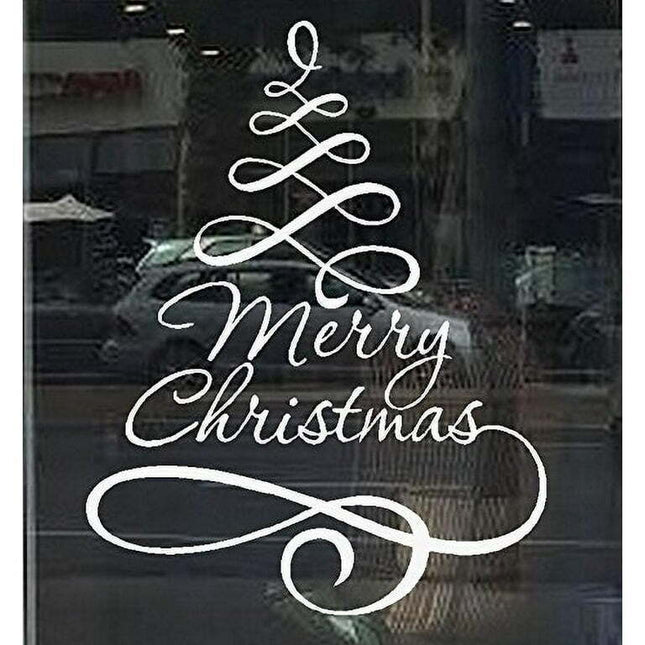 Decal ~ Christmas Decal ~ Merry Christmas Tree ~ Wall or Window Decal (White)