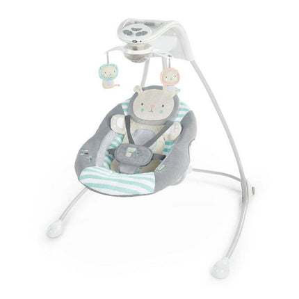 Ingenuity InLighten Foldable Lightweight Baby Swing with Lights, Lion, Gray