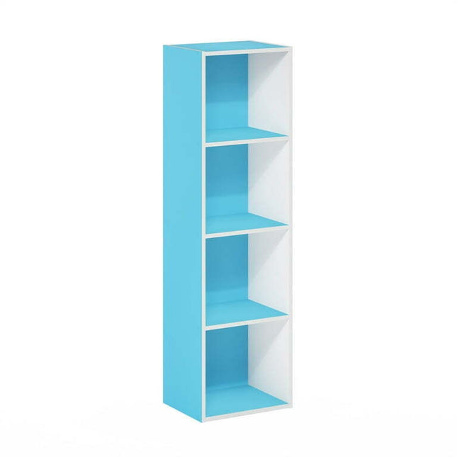 Furinno Pasir 4-Tier Open Shelf Bookcase, Light Blue/White