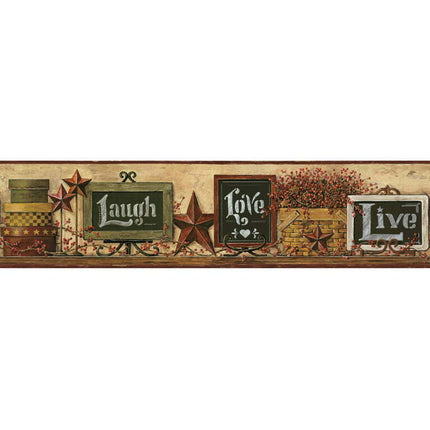 York Wallcoverings Country Keepsakes Chalkboard Shelf Border Wallpaper
