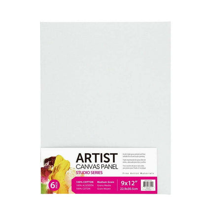 Studio 100% Cotton Acid Free White Canvas, 9"x12", 6 Pieces