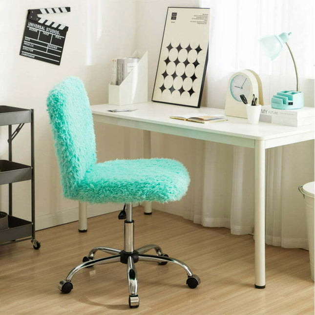 Urban Shop Faux Fur Armless Swivel Task Office Chair, Multiple Colors