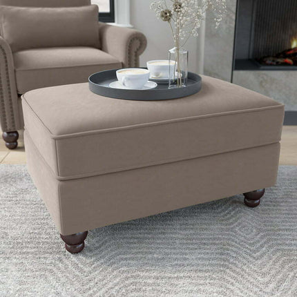 Bush Furniture Coventry Storage Ottoman in Tan Microsuede