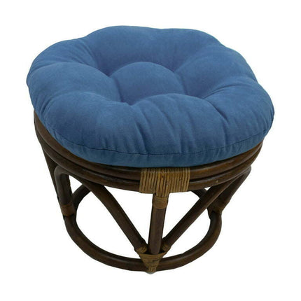 Blazing Needles  18 in. Round Solid Microsuede Tufted Footstool Cushion, Indigo