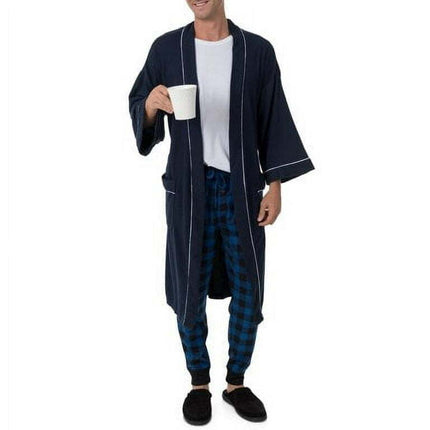 Men's Fruit Of The Loom 1001KPW 100% Polyester Waffle Kimono Robe (Navy O/S)