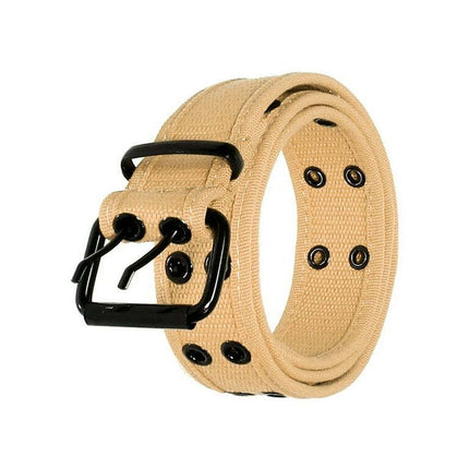 Gelante Canvas Double Grommet Hole Belt - Beige, XXL