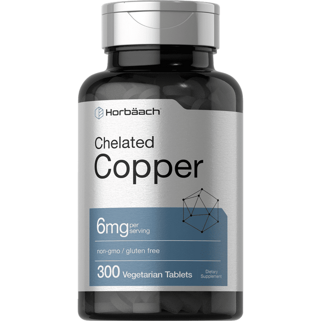 Chelated Copper 6mg | 300 Tablets | Vegetarian Formula | by Horbaach