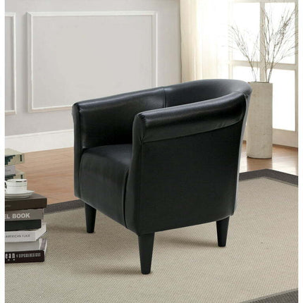 Mainstays Faux Leather Bucket Accent Chair, Black