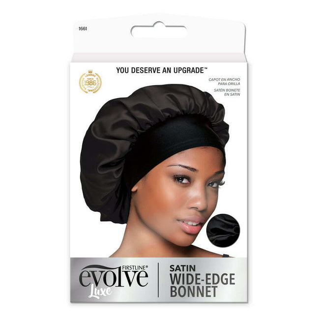 Evolve Satin Wide-Edge Bonnet, Black, 1 Count